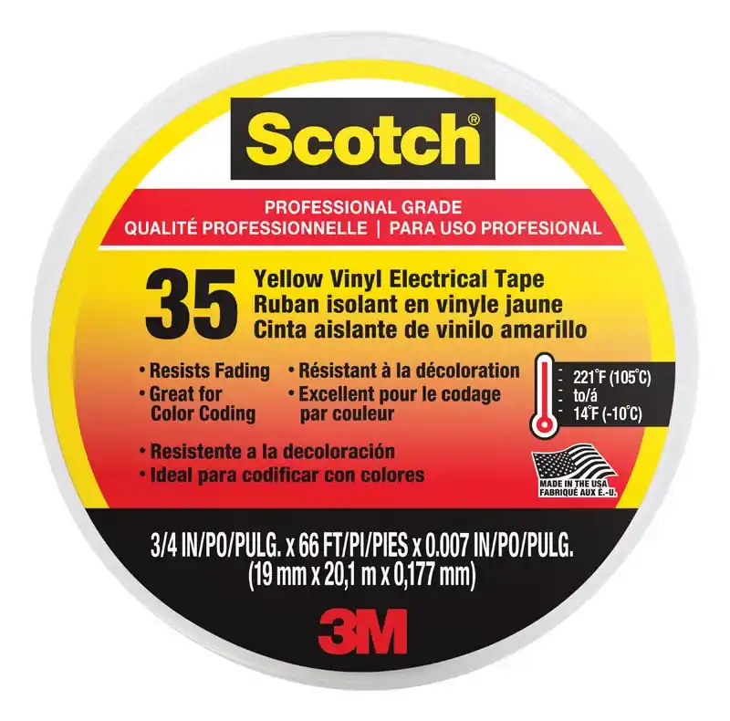 35 3/4 In. X 66 Ft. Yellow Vinyl Electrical Tape - Durable & Flexible