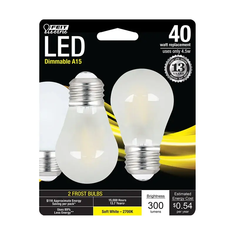 A15 E26 (medium) Filament Led Bulb Soft White 40 Watt Equivalence 2 Pk