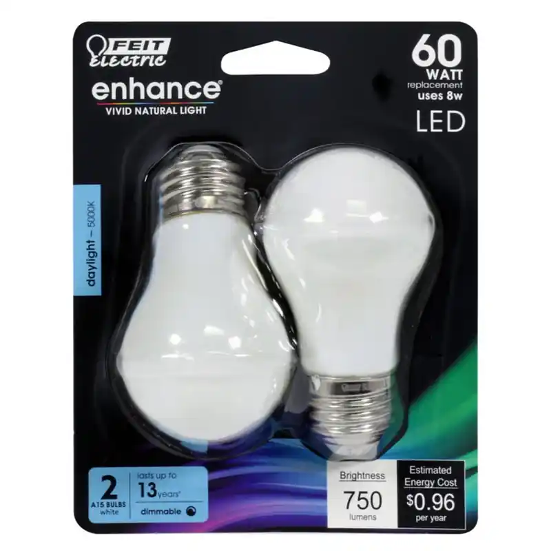 Enhance A15 E26 (medium) Filament Led Bulb Daylight 60 Watt Equivalence 2 Pk