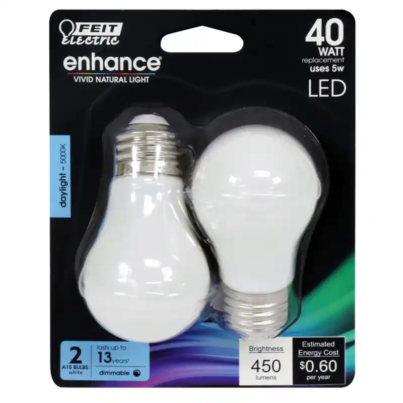 Enhance A15 E26 (medium) Filament Led Bulb Daylight 40 Watt Equivalence 2 Pk