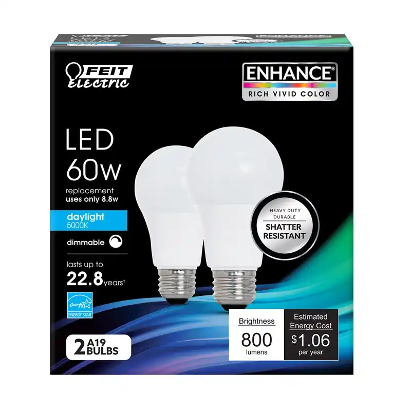 Enhance A19 E26 (medium) Led Bulb Daylight 60 Watt Equivalence 2 Pk