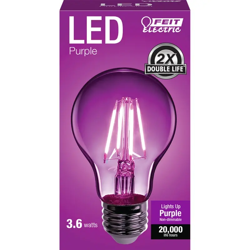 A19 E26 (medium) Filament Led Bulb Purple 30 Watt Equivalence 1 Pk