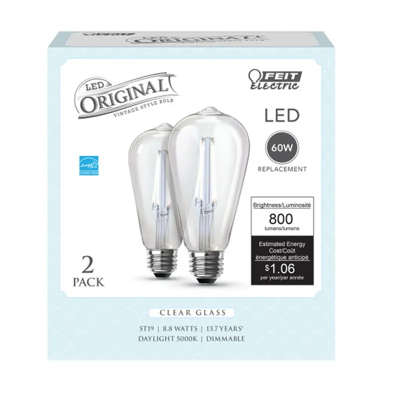 St19 E26 (medium) Filament Led Bulb Daylight 60 Watt Equivalence 2 Pk