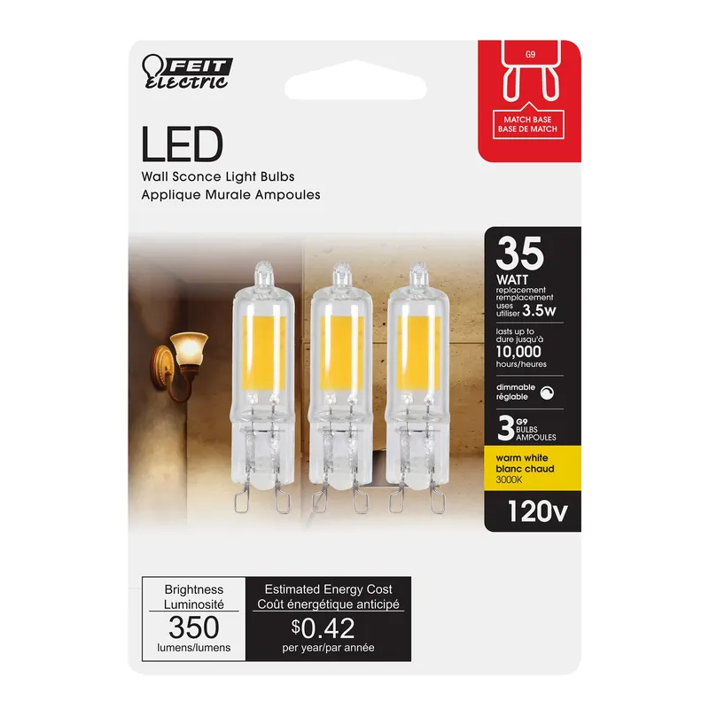 T4 G9 Led Bulb Bright White 35 Watt Equivalence 3 Pk