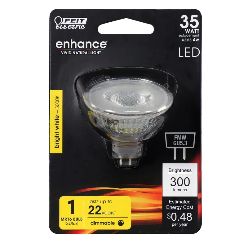 Enhance Mr16 Gu5.3 Led Bulb Bright White 35 Watt Equivalence 1 Pk