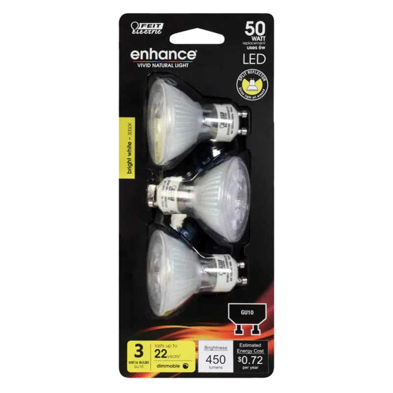Enhance Mr16 Gu10 Led Bulb Bright White 50 Watt Equivalence 3 Pk