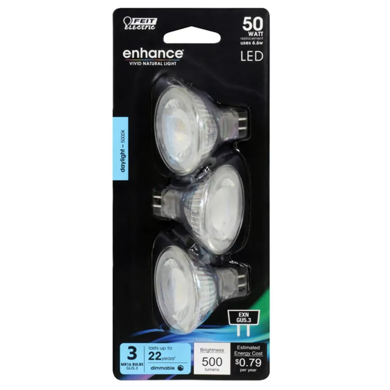 Enhance Mr16 Gu5.3 Led Bulb Daylight 50 Watt Equivalence 3 Pk
