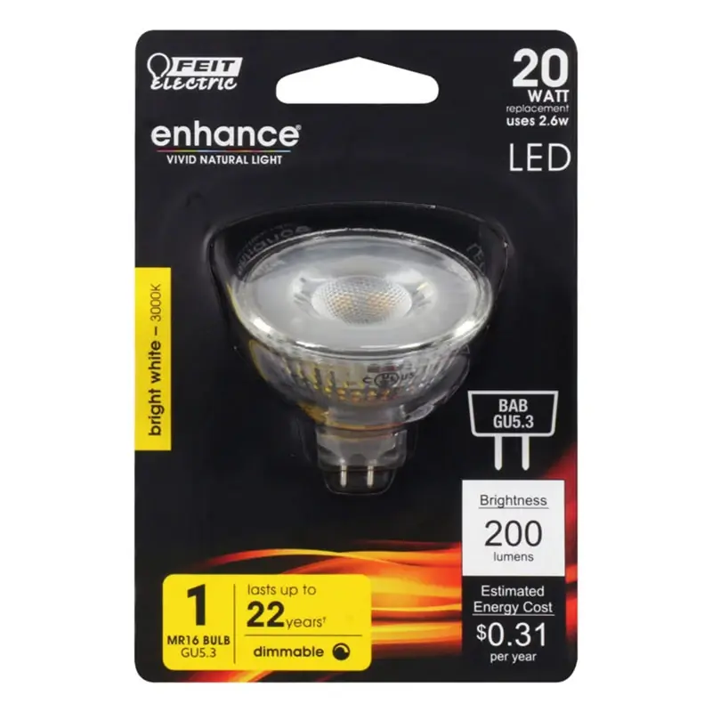 Enhance Mr16 Gu5.3 Led Bulb Bright White 20 Watt Equivalence 1 Pk