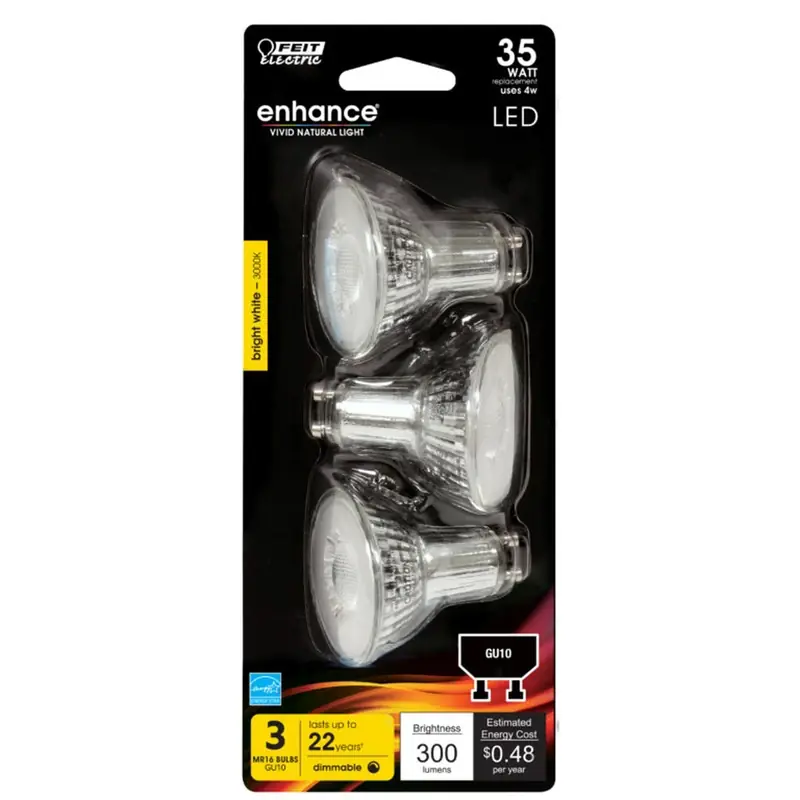 Enhance Mr16 Gu10 Led Bulb Bright White 35 Watt Equivalence 3 Pk