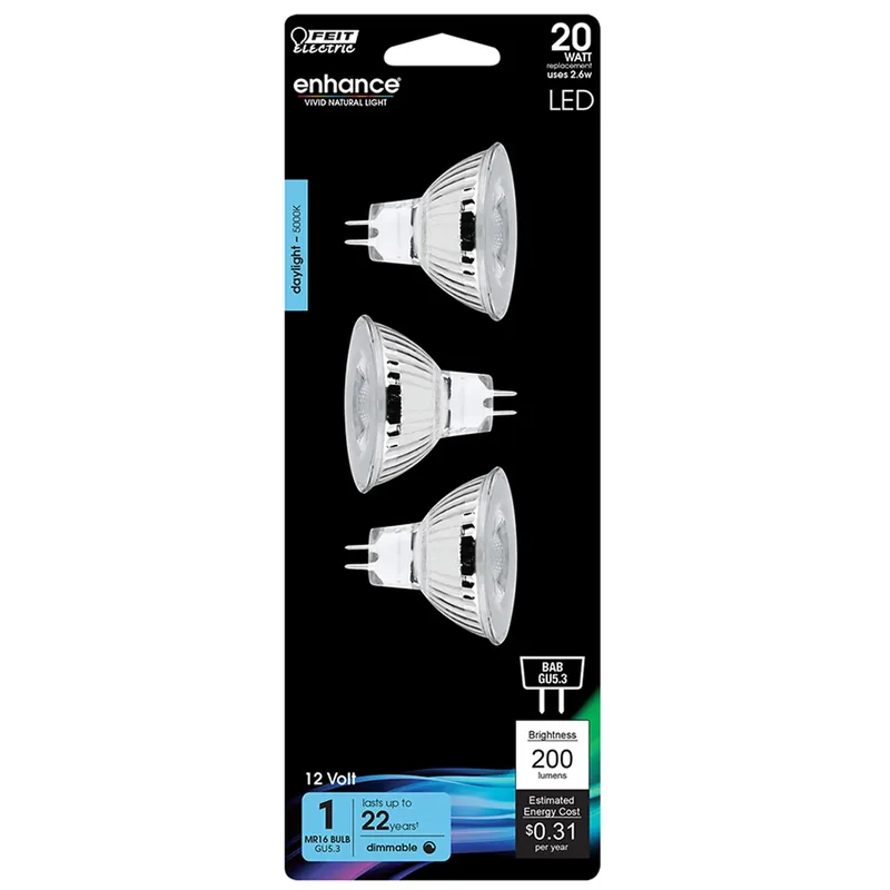 Enhance Mr16 Gu5.3 Led Bulb Daylight 20 Watt Equivalence 3 Pk