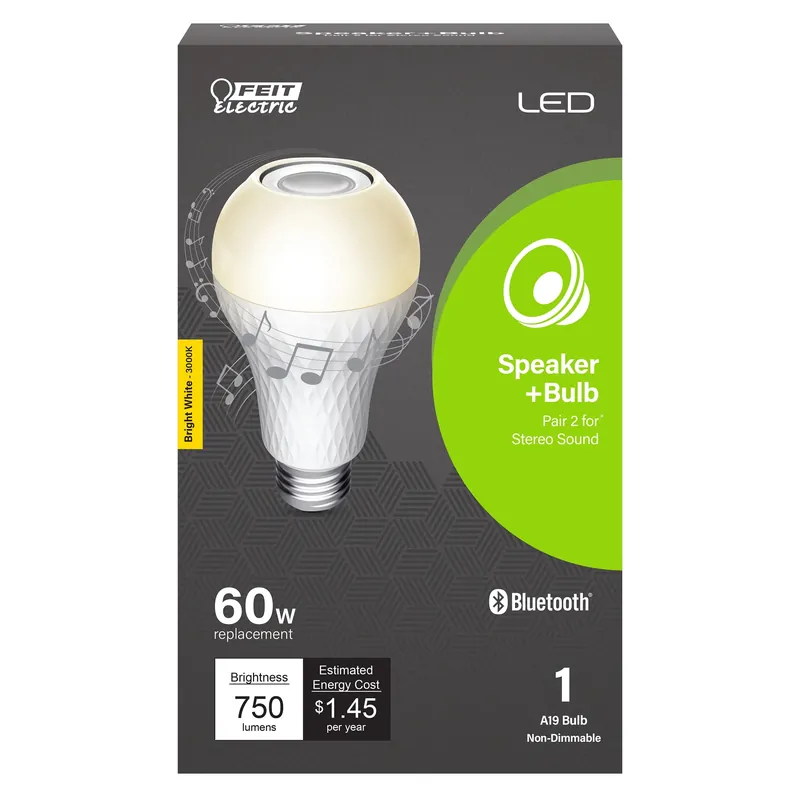 A19 E26 (medium) Led Speaker Bulb Bright White 60 Watt Equivalence 1 Pk