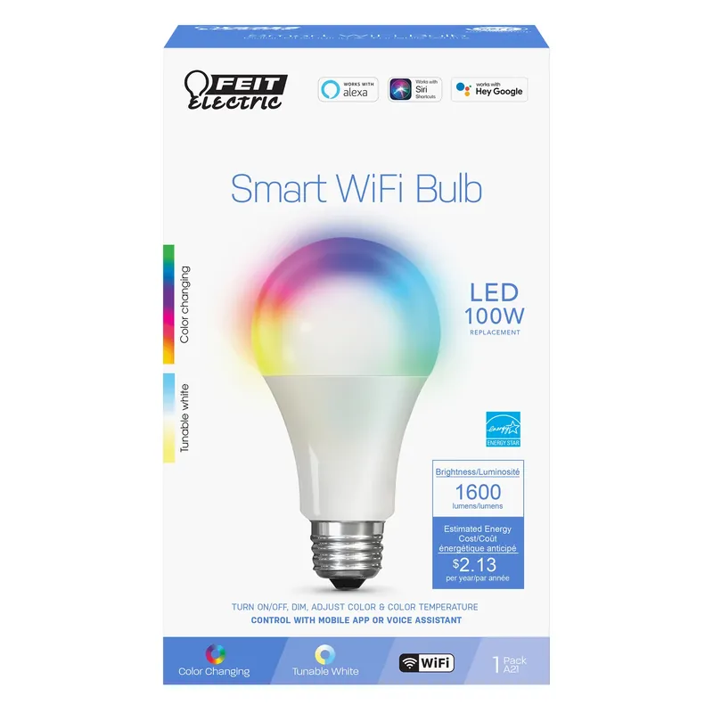 Smart Home A21 E26 (medium) Smart-enabled Led Bulb Color Changing 100 Watt Equivalence 1 Pk