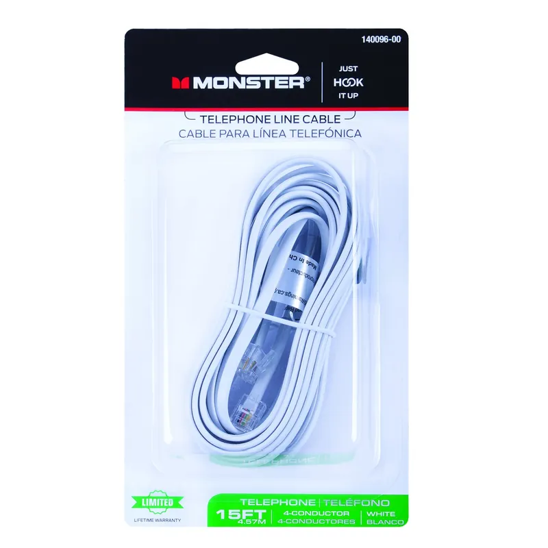Just Hook It Up 15 Ft. L White Modular Telephone Line Cable