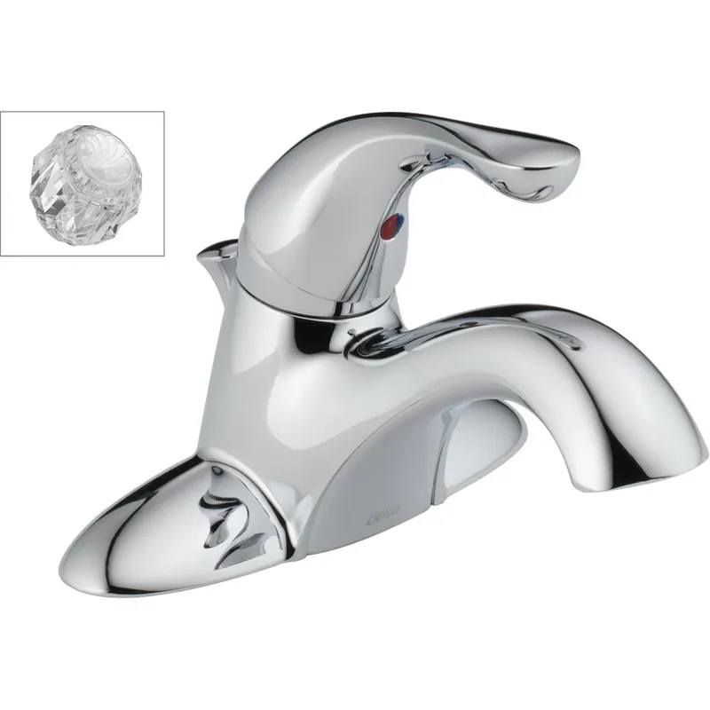 Classic Lavatory Faucet, Chrome Single Handle, With Extra Acrylic Handle