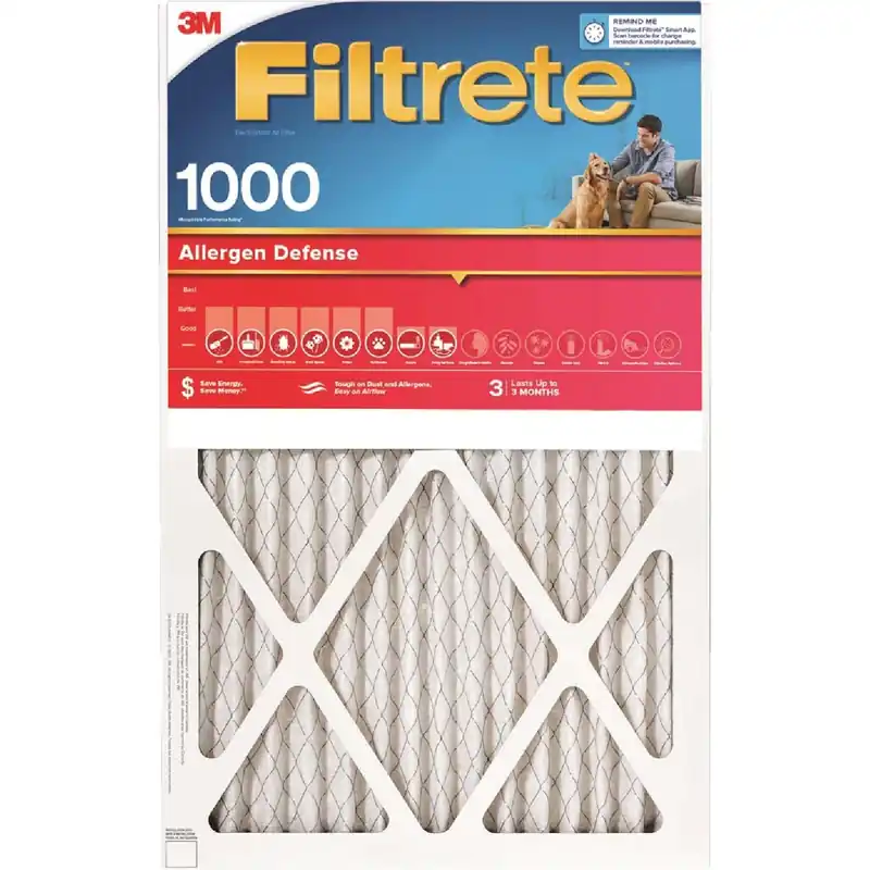 20 In. W X 30 In. H X 1 In. 1000 Mpr Pleated Allergen Air Filter 1 Pk