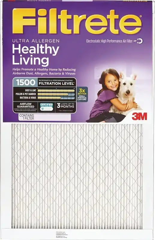 12 In. W X 24 In. H X 1 In. 1500 Mpr Pleated Allergen Air Filter 1 Pk