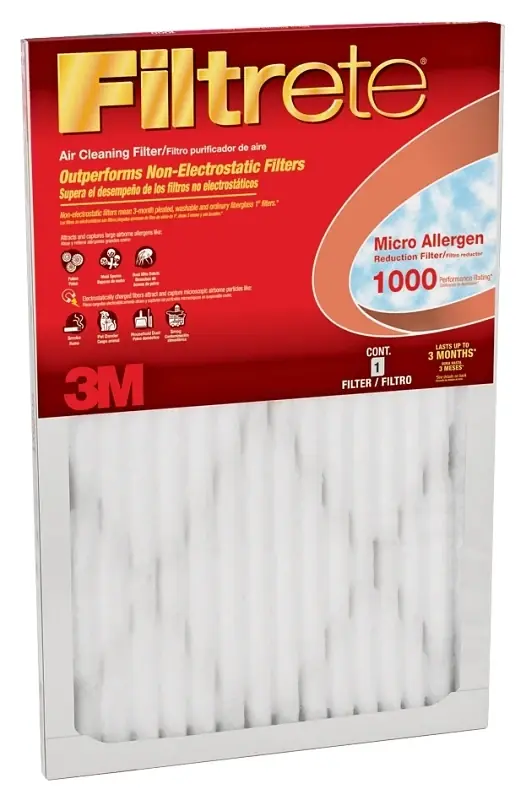 16 In. W X 25 In. H X 1 In. 1000 Mpr Pleated Allergen Air Filter 1 Pk