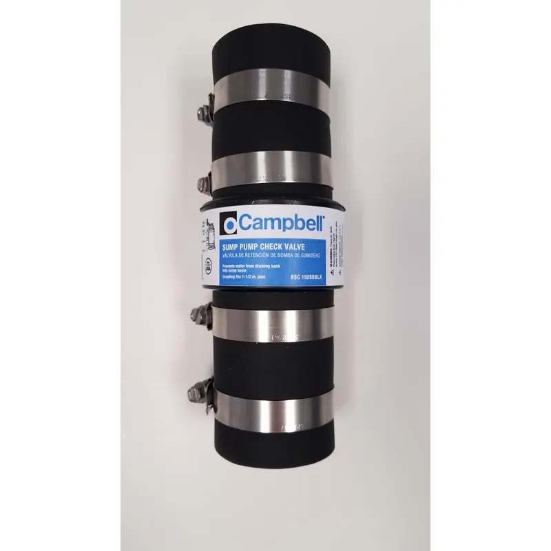 1-1/2 In. D Plastic Swing Check Valve With Rubber Boots And Hose Clamps