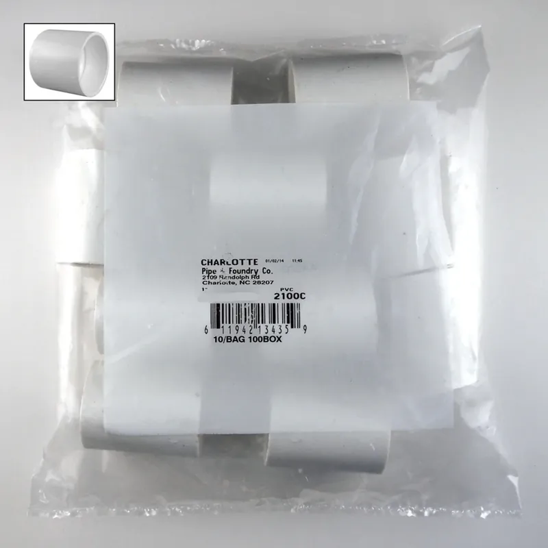 Schedule 40 1/2 In. Slip X 1/2 In. D Slip Pvc Coupling 10 Pk