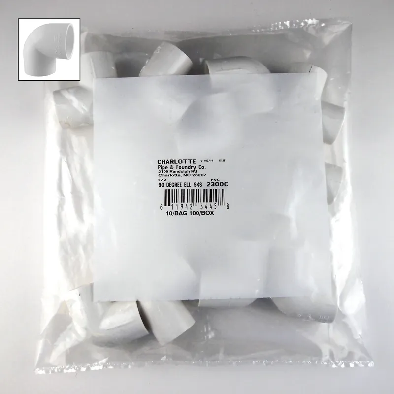 Schedule 40 1/2 In. Slip X 1/2 In. D Slip Pvc Elbow 1 Pk