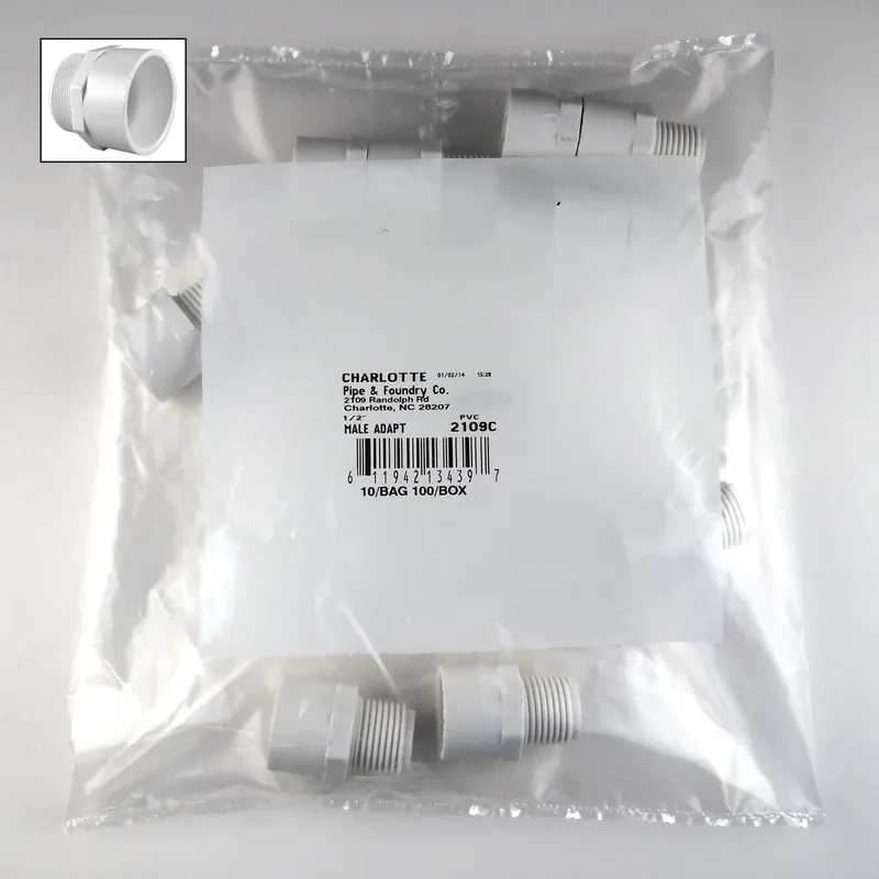 Schedule 40 1/2 In. Slip X 1/2 In. D Mpt Pvc Pipe Adapter 10 Pk