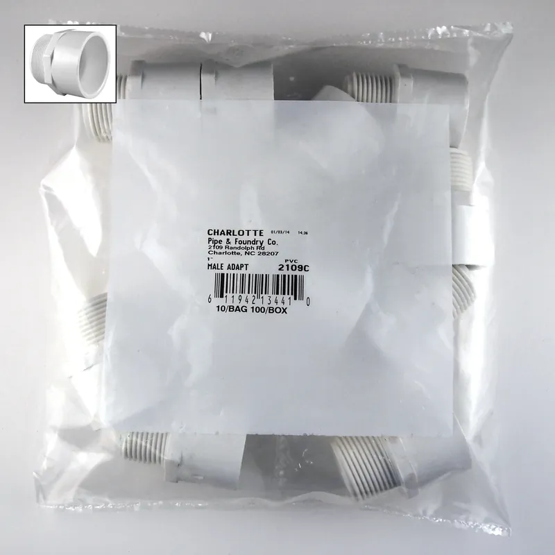 Schedule 40 1 In. Slip X 1 In. D Mpt Pvc Pipe Adapter 10 Pk