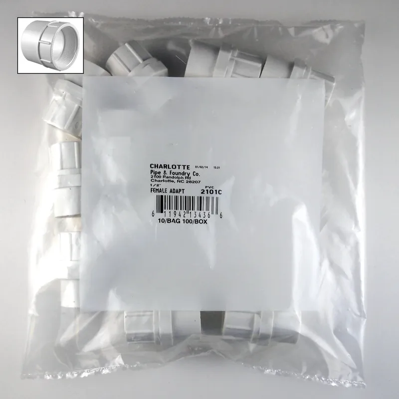 Schedule 40 1/2 In. Slip X 1/2 In. D Fpt Pvc Pipe Adapter 1 Pk