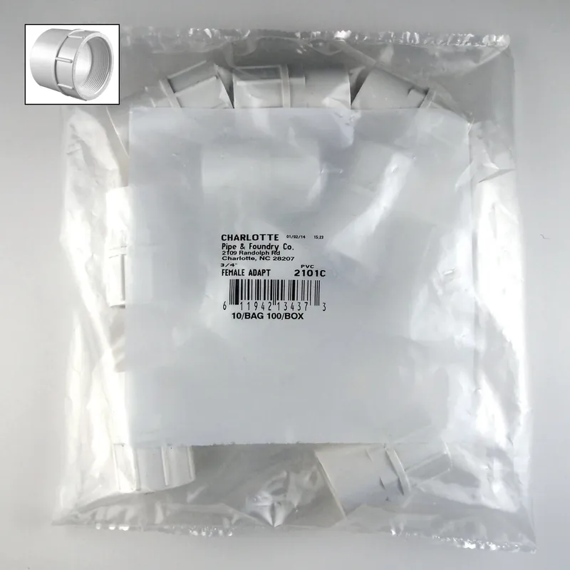 Schedule 40 3/4 In. Slip X 3/4 In. D Fpt Pvc Pipe Adapter 1 Pk
