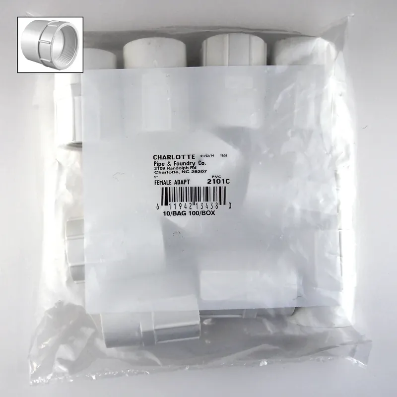 Schedule 40 1 In. Slip X 1 In. D Fpt Pvc Pipe Adapter 10 Pk