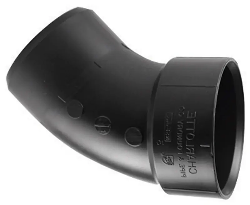 Abs/dwv 45-degree Street Ell, Spigot X Hub, 4 In.