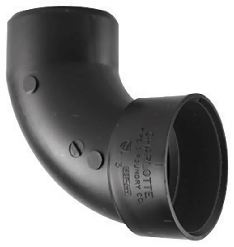 Abs/dwv 90-degree Ell, Spigot X Hub, 4 In.