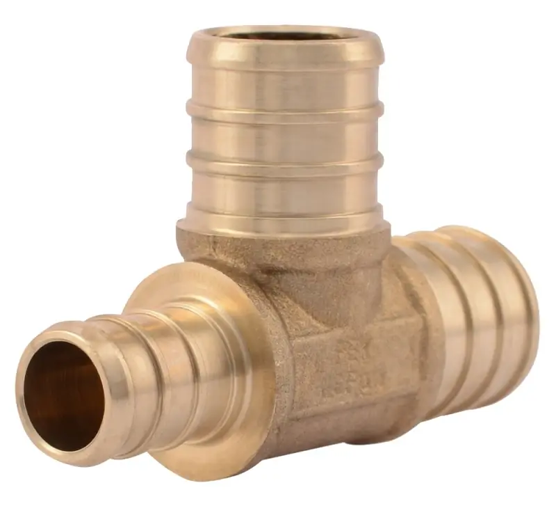 Barb Pex Tee, Lead-free Brass, 3/4 X 1/2 X 3/4 In.