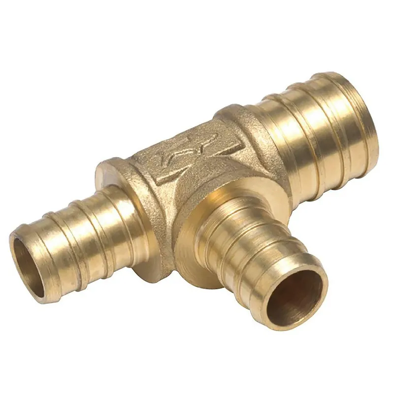 Pex Pipe Barb Insert Tee, Brass, 33/4 X 1/2 X 1/2 In.