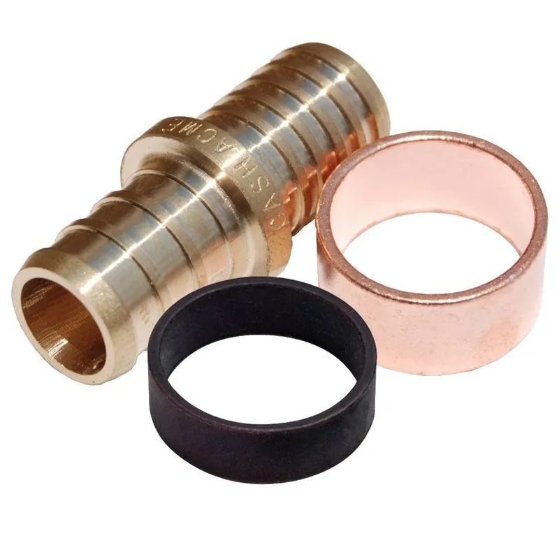 Barbed Pex Pipe Coupling, Brass, 1/2 In. Barb X 1/2 In.