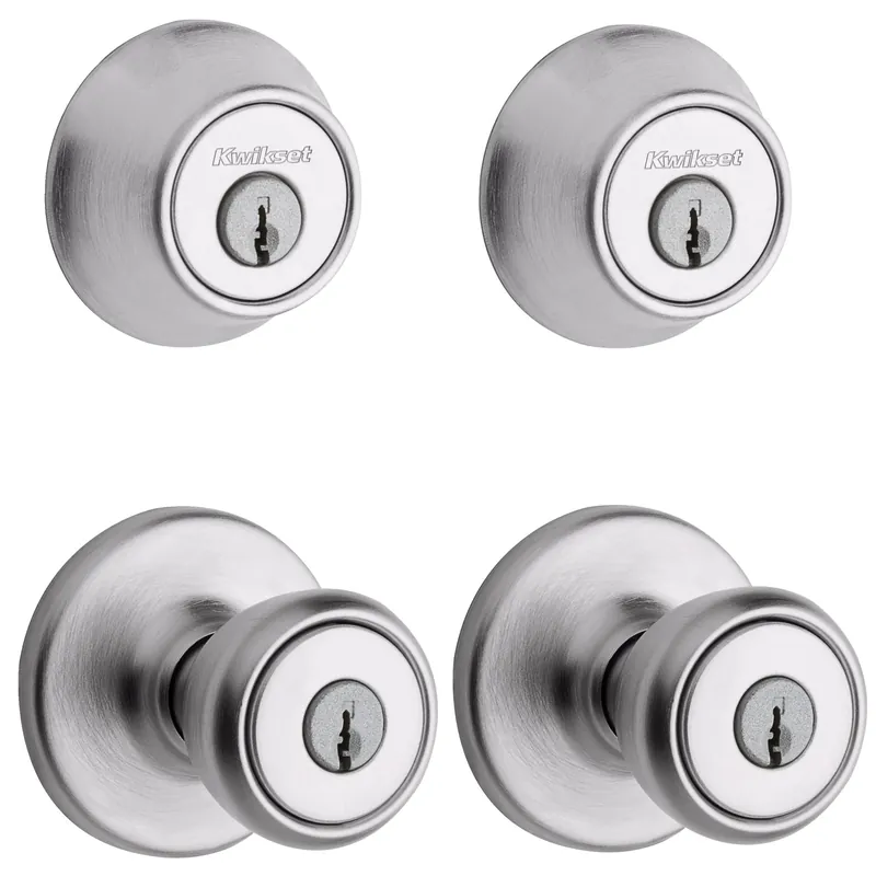 Tylo Satin Chrome Deadbolt And Entry Door Knob 1-3/4 In.