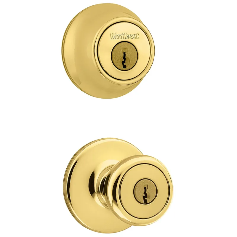 Security Tylo Entry Lockset And Deadbolt Combo Pack, Brass