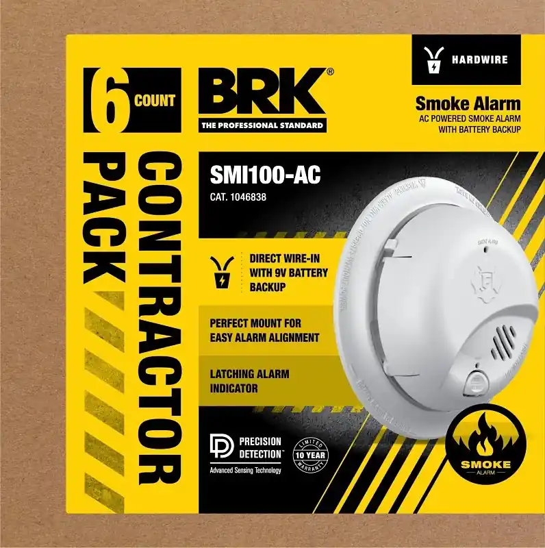Hard-wired W/battery Back-up Ionization Smoke Detector 6 Pk