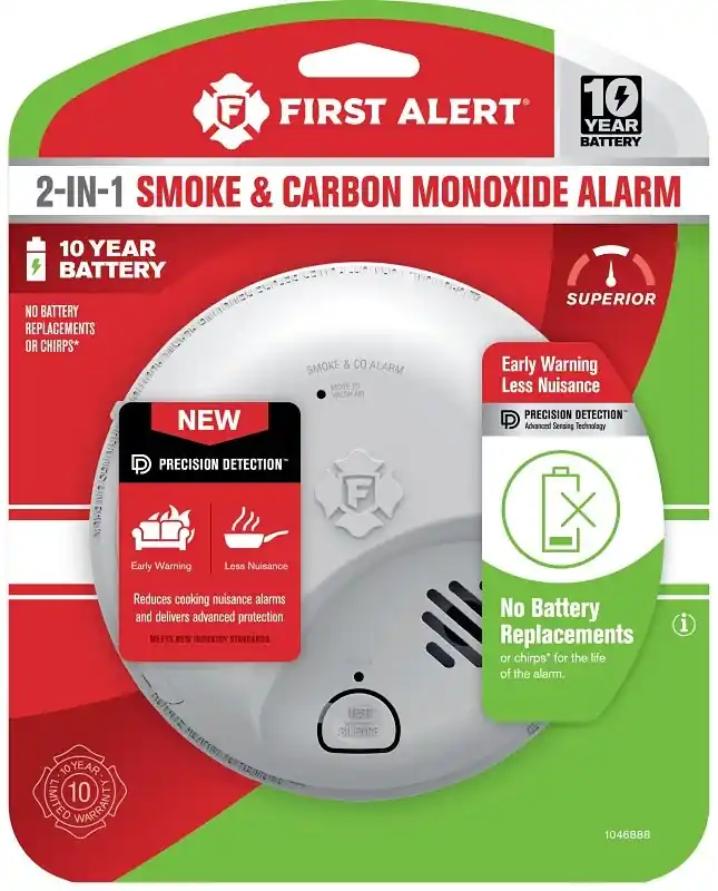 2-in-1 10-year Battery Ionization Carbon Monoxide And Smoke Alarm Model 1046888