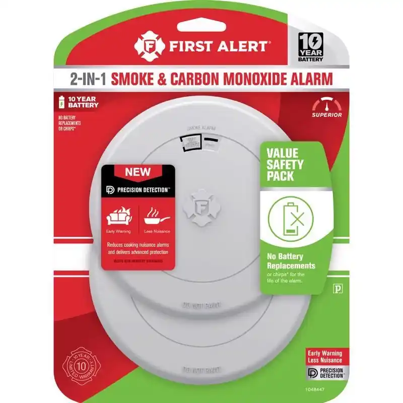 Battery-powered Electrochemical/photoelectric Smoke And Carbon Monoxide Detector 2 Pk