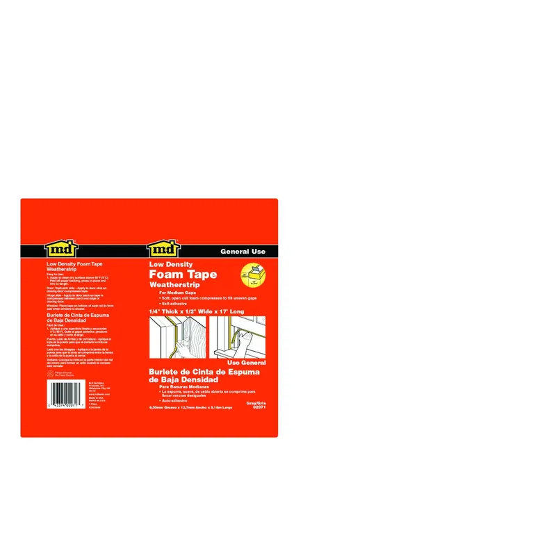Foam Tape, Gray, 3/8 X 1/2-in. X 17-ft.