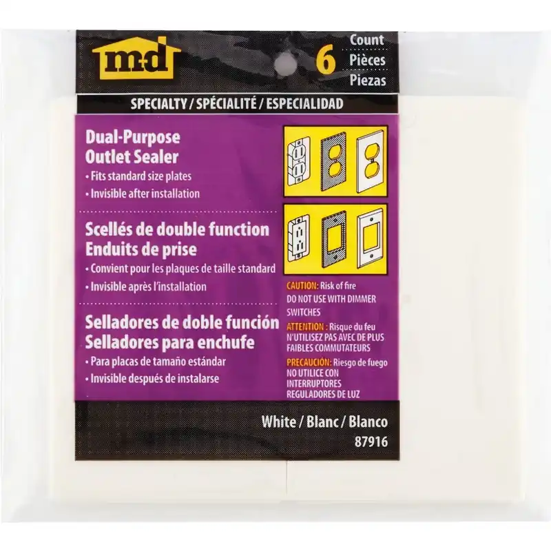 M-d Building Products White Foam Wall Plate Sealers 6 Pk