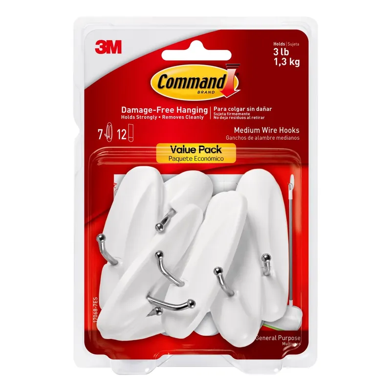 Command Medium Plastic Hook 3.16 In. L 7 Pk
