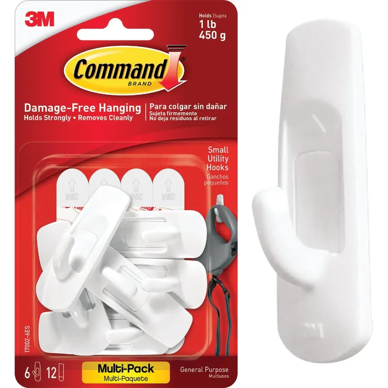 Command Small Plastic Hook 2.37 In. L 6 Pk