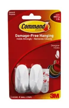 Command Small Plastic Designer Hooks 2.125 In. L 2 Pk