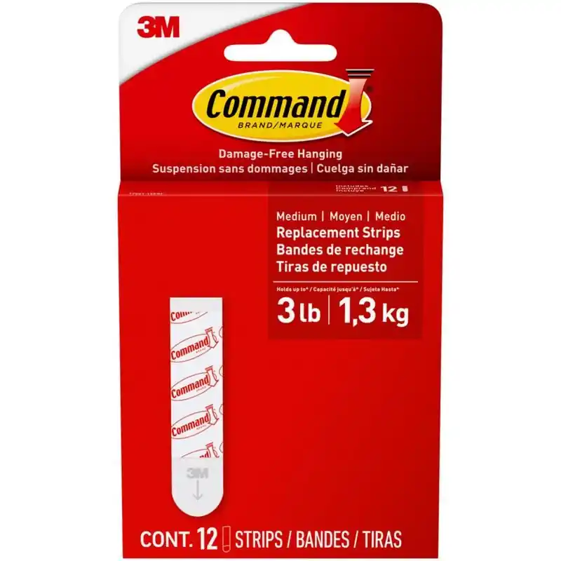Command Medium Foam Refill Strips 2.75 In. L 12 Pk