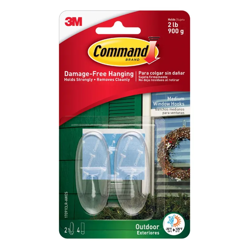 Command Medium Plastic Hook 1.625 In. L 2 Pk