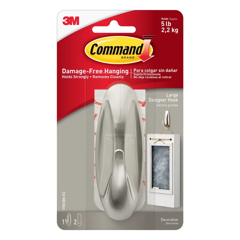 Command Large Metal Designer Hooks 4.125 In. L 1 Pk