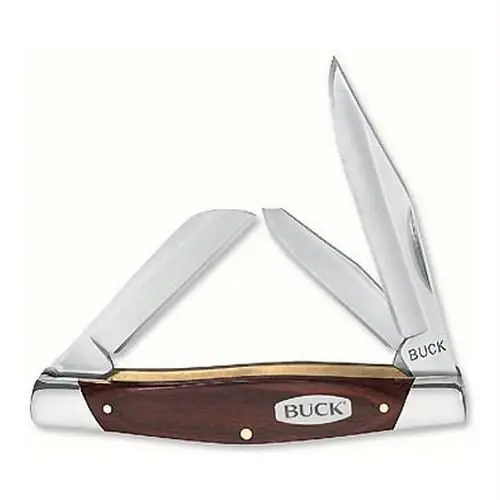Trio Folding Knife 0373brs With Woodgrain Handle And Three Blades