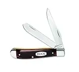 Folding Blade 0382brs-c Trapper Pocket Knife With Wood Grain Handle