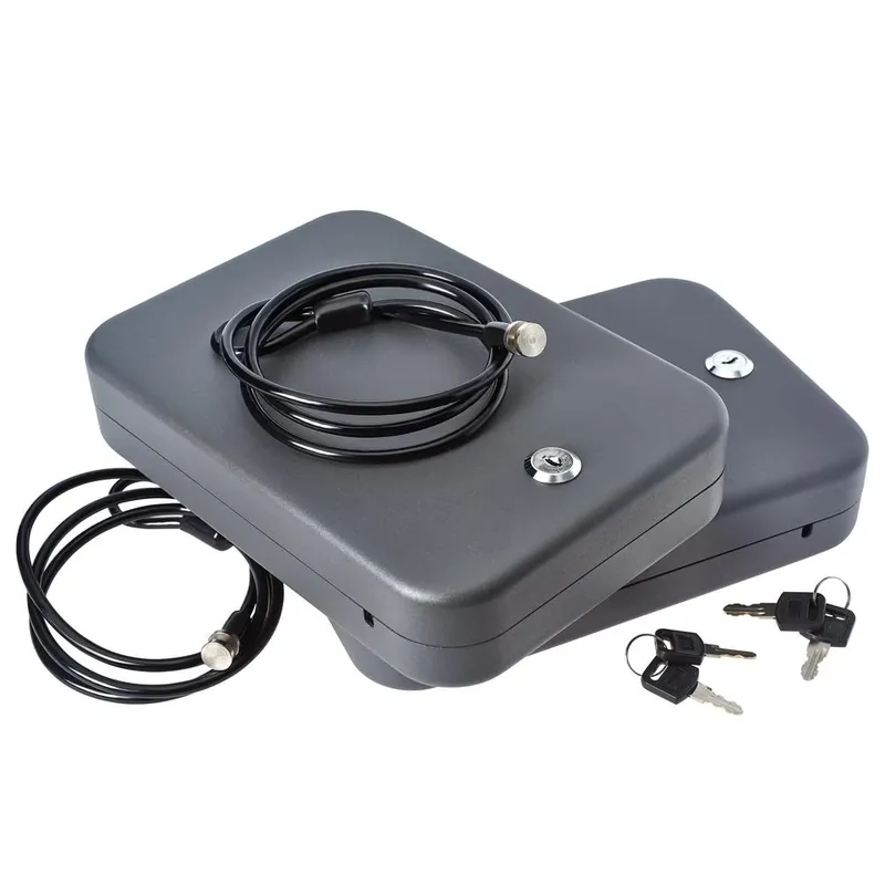 Xl Lockbox Safe 7 In. X 10 In. X 2 In. With Keyed Lock, Security Cable (2-pack)